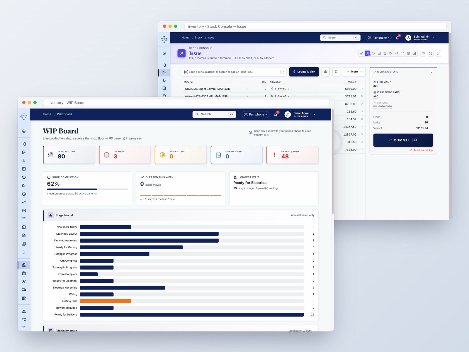 An inventory system we built