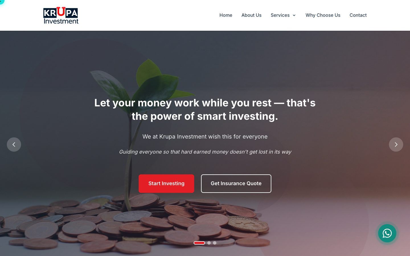 Krupa Investment website on a laptop