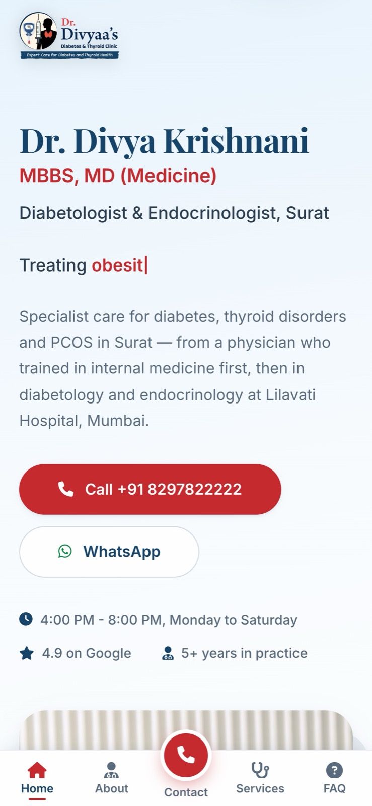 Dr Divya Diab Care on a phone