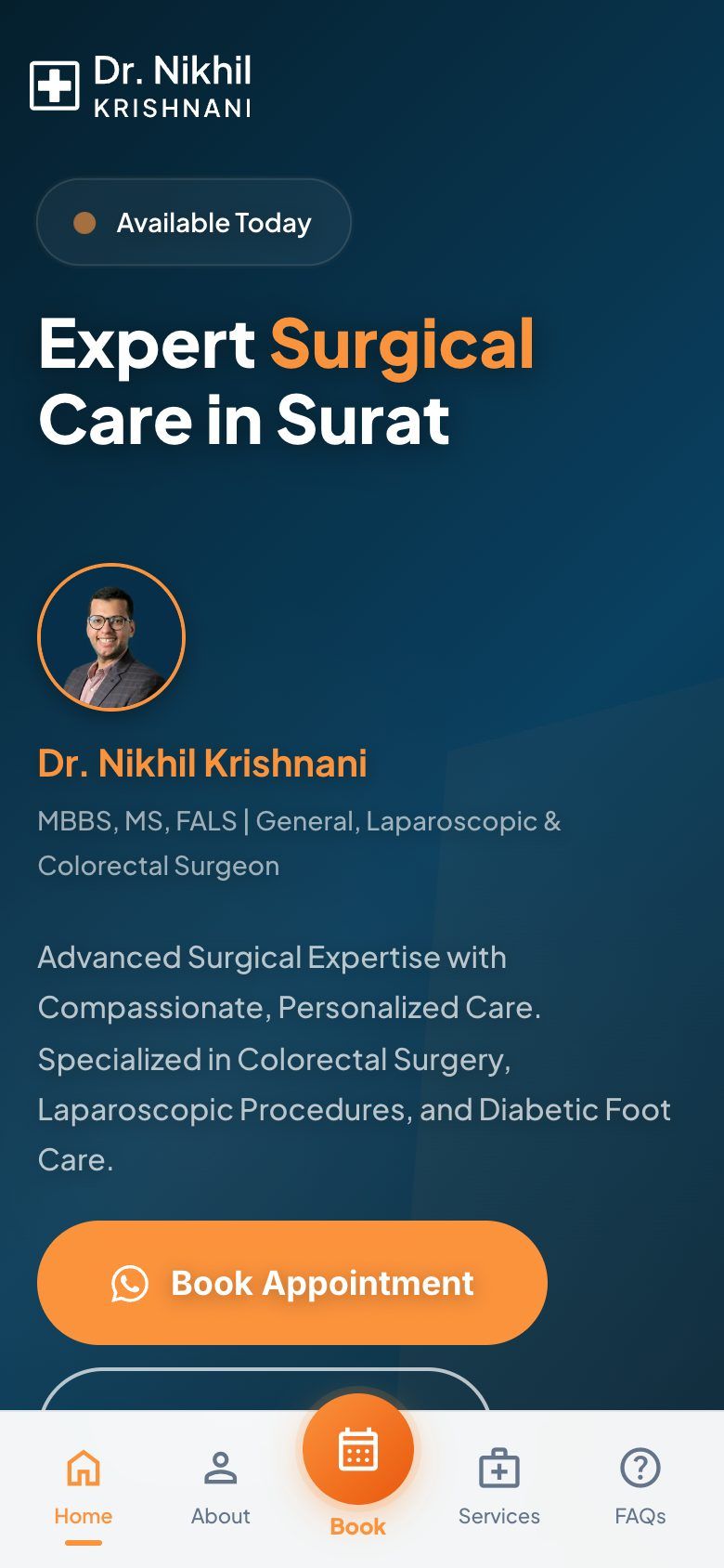 Surgeon’s practice website on a phone