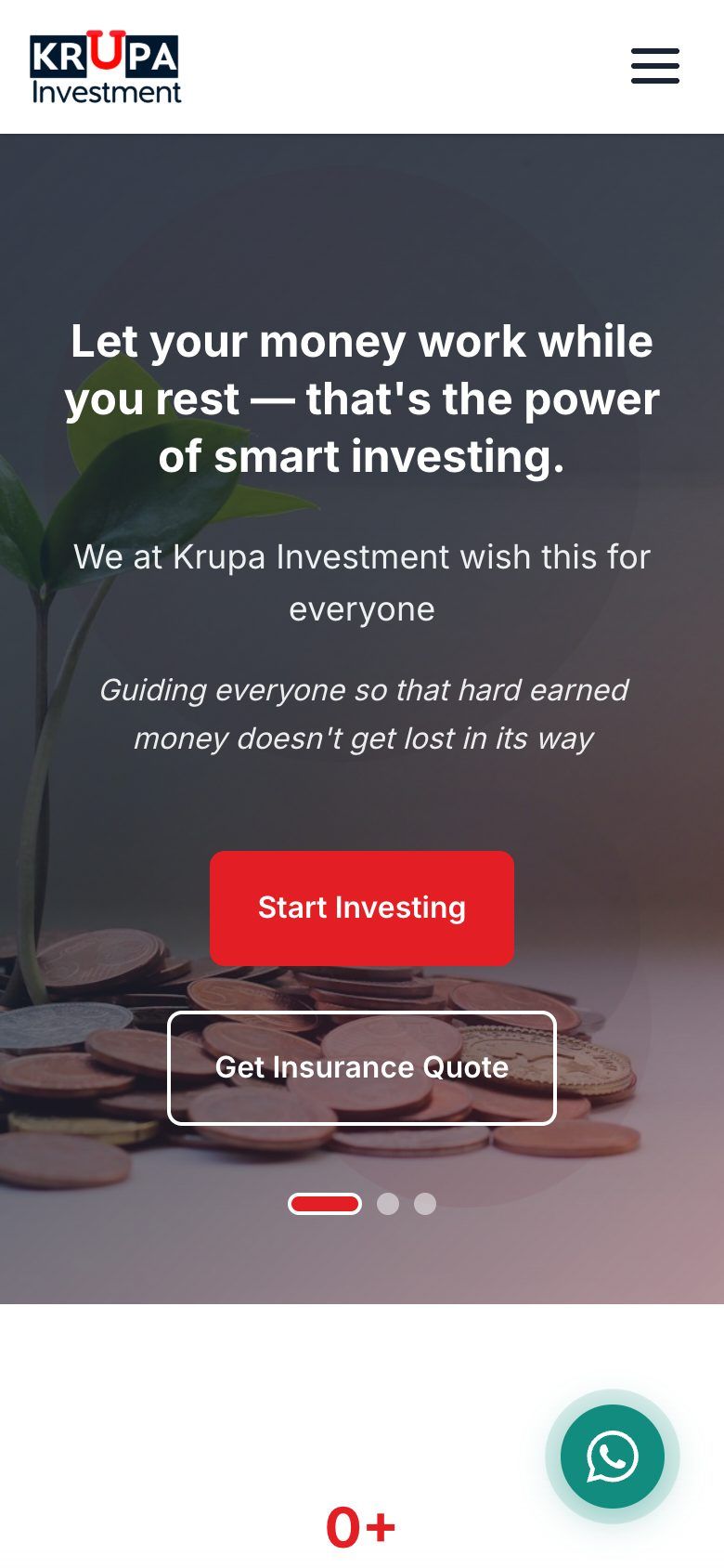 Krupa Investment website on a phone